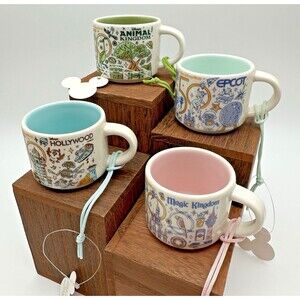 Starbucks Disney World 2 oz Ornaments 50th Anniversary Pin Drop Set Complete New